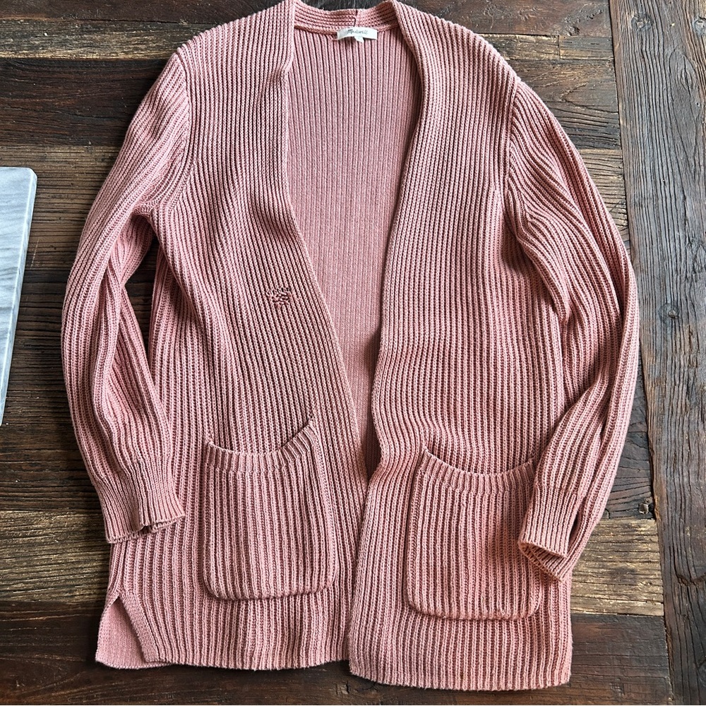 Madewell | Blush Ribbed Open Cardigan M